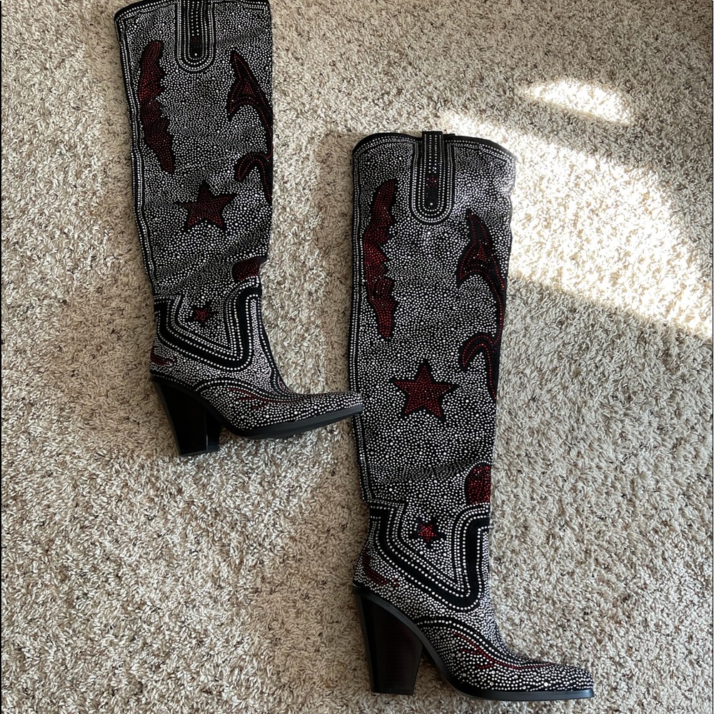 Azalea Wang rhinestone over the knee boot. Size 9